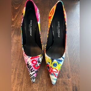 Dolce & Gabbana Graffiti Patent Leather Heels, 38